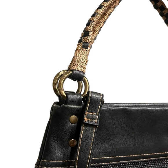 Black Handbag with Rope Handles - Picture 4 of 10